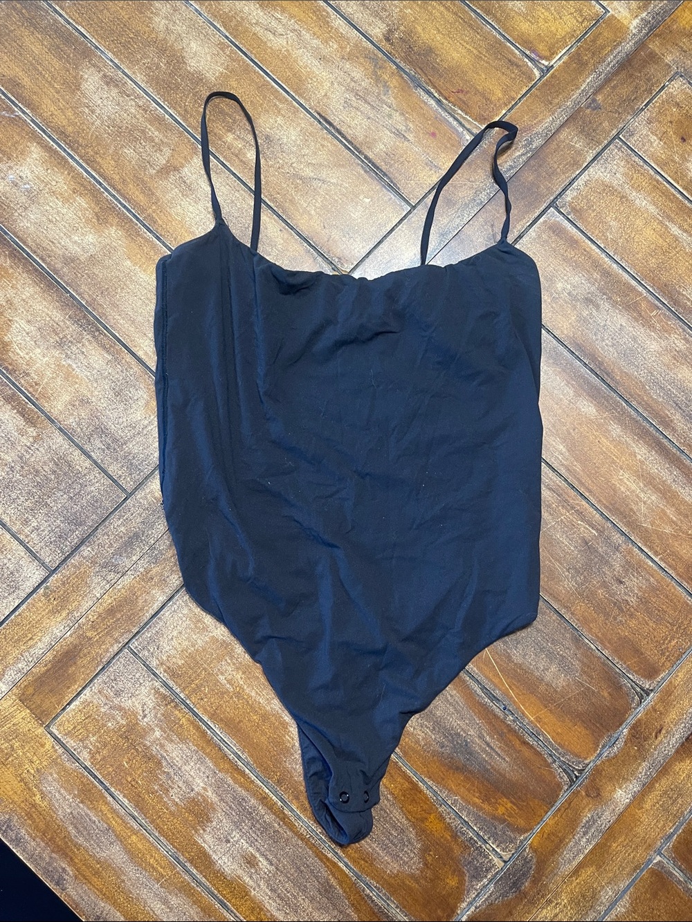 SKIMS Black Slim-Strap One-Piece Bodysuit